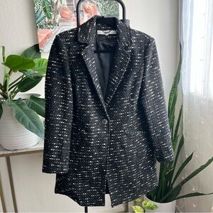 Kenneth Cole Black and White Tweed Blazer